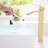 Modern Ceramic Filler Brushed Gold Bathroom Sink Faucet For Lavatory Aluminium Alloy Faucet, Single Handle Hole