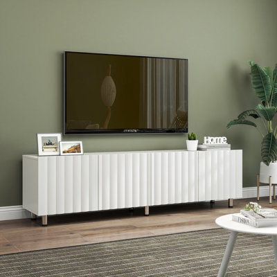 Meuble télé moderne, centre de divertissement avec rangement et 2 tiroirs