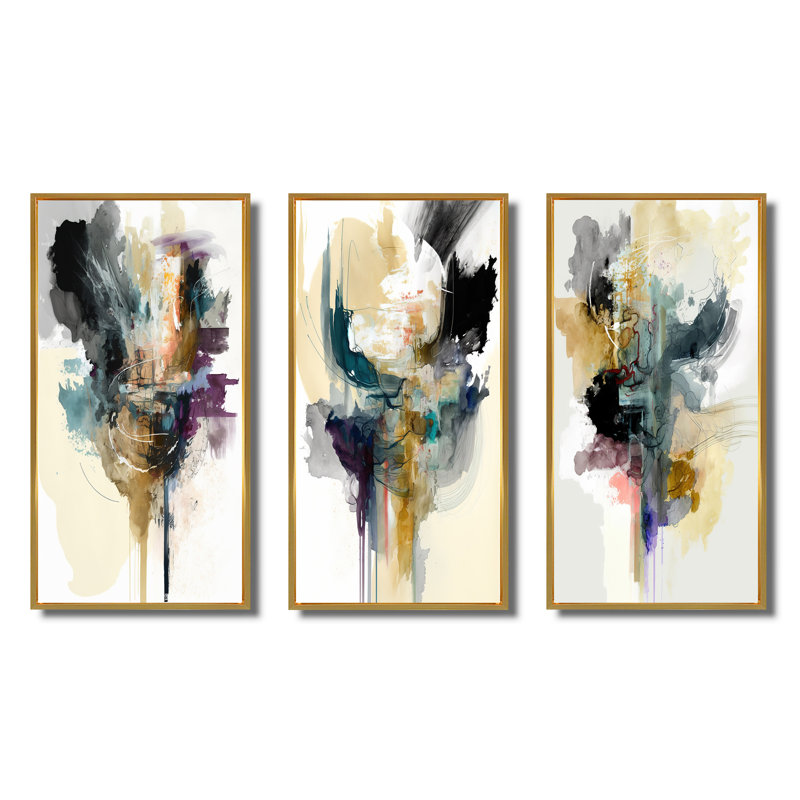 «Alizarin Command», 3 pièces sur toile, H 32 po x l 48 po, Or