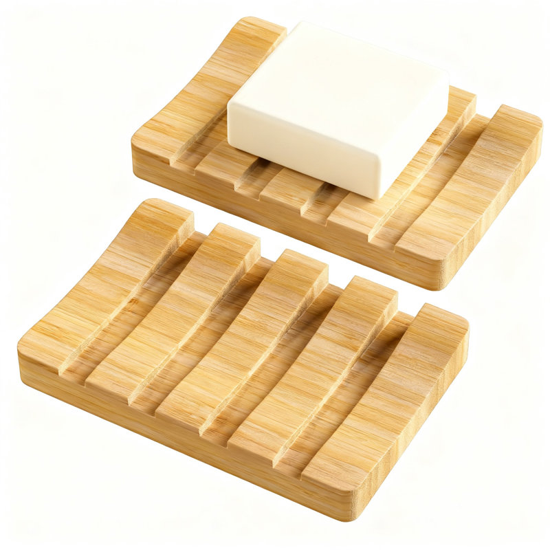 Porte-savon en bambou, 2 pièces (naturel)