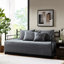 Housse de lit de jour réversible grise - 6 pièces avec housse en tissu écossais, chute de 15 pouces, taies décoratives et coussin décoratif, tissu en microfibre 6 style 3 à chevrons, lavable à la machine-118022711