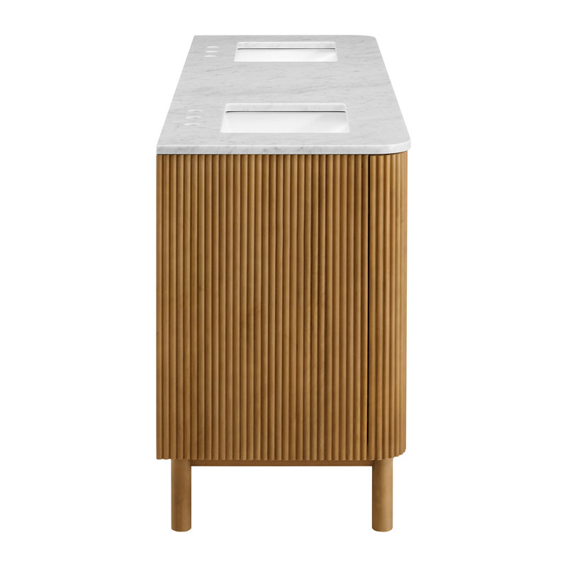 Kensington Double Bathroom Vanity Reeded Birch, 78"