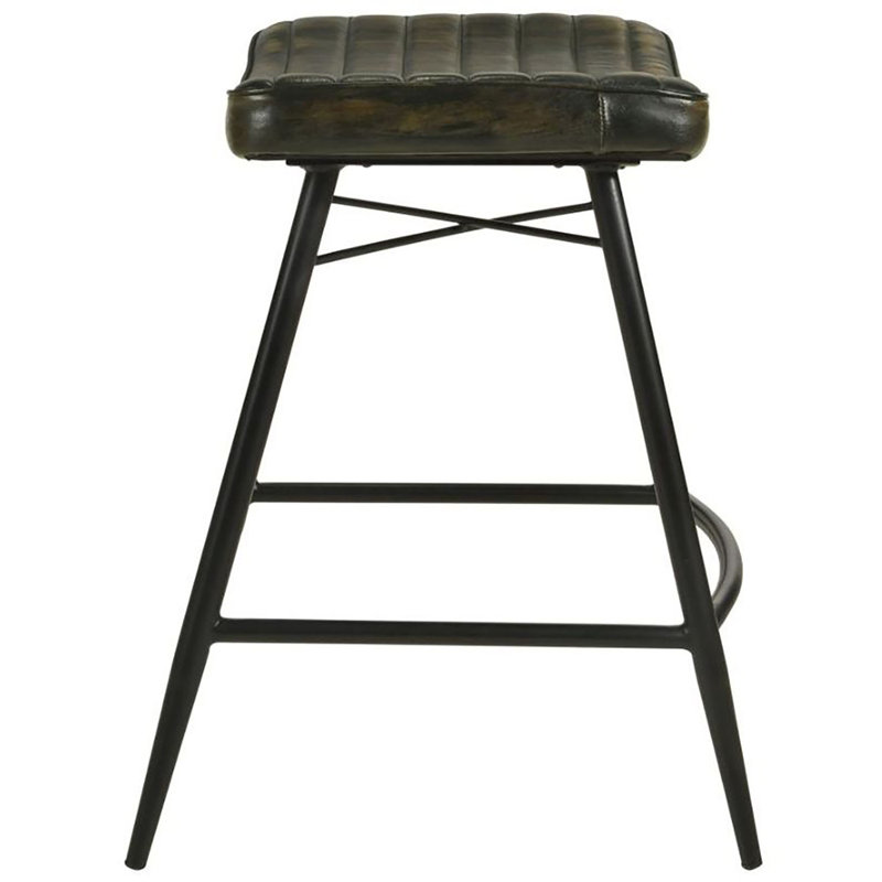 Tabouret rembourré avec structure en métal Floriène, Tabouret de comptoir (siège d'une hauteur de 25 p, Espresso antique