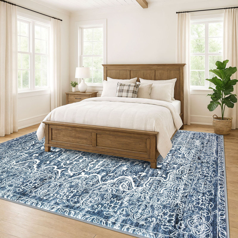 Area Rug Machine Washable Rugs with Rubber Backing for Living Room, Rectangle 10' x 14'