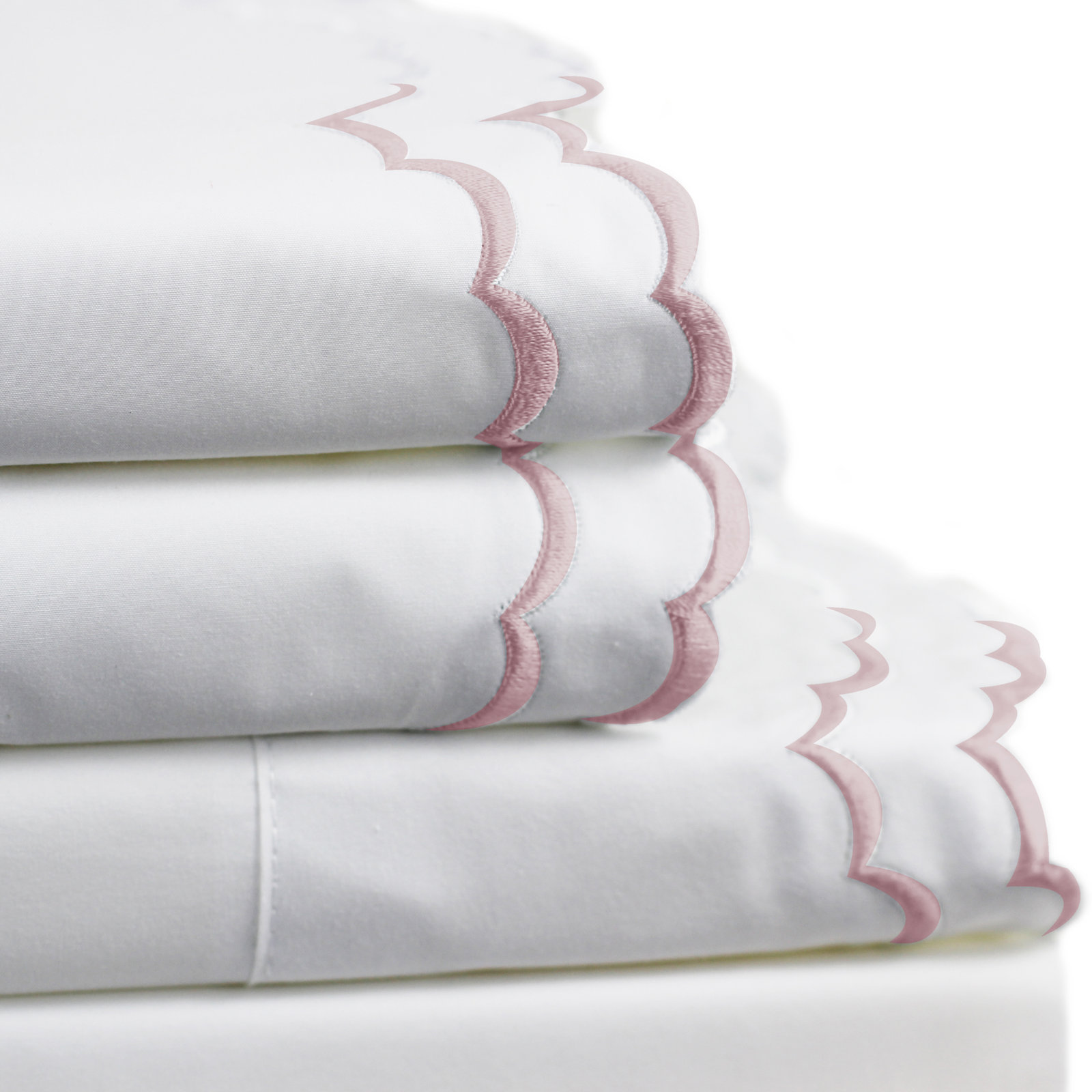 Bara Cotton Sheet Set, Rose/White, California King Sheet Set with 2 Pillowcases