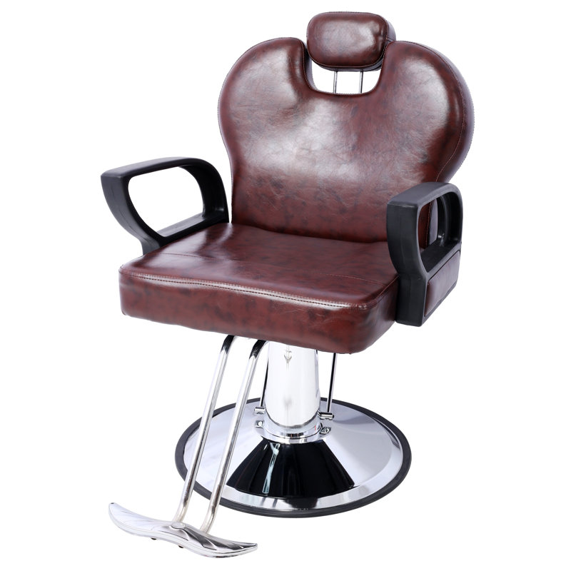 Fauteuil de coiffeur hydraulique pour salon et salon de coiffure, siège en similicuir brun