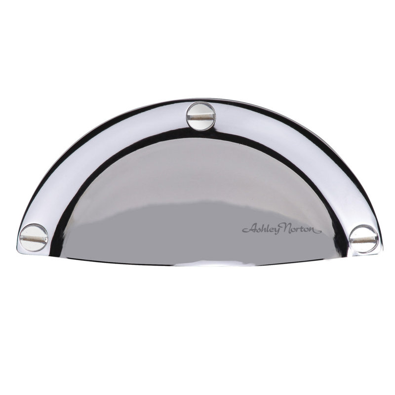 Front Mounted Cabinet Cup/Bin Pull, Polished Chrome