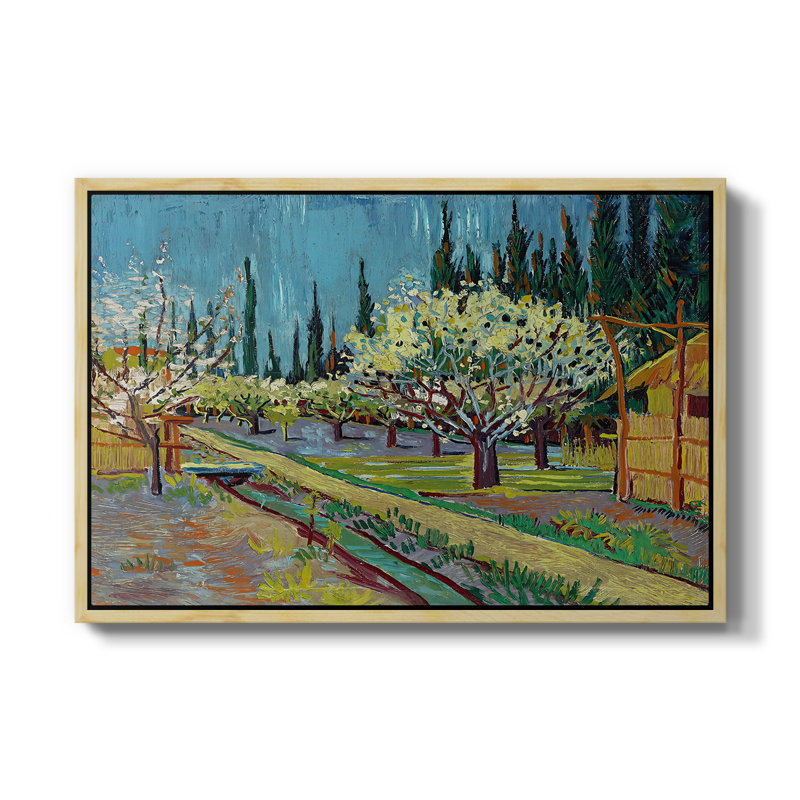 Orchard in Blossom, Borded by Cypresses, 1888 - Vincent van Gogh, toile tendue avec châssis, 16 x 24, Naturel