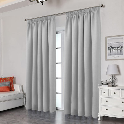 Blackout Pencil Pleat Curtains - Thermal Insulated, Light Blocking Window Drapes