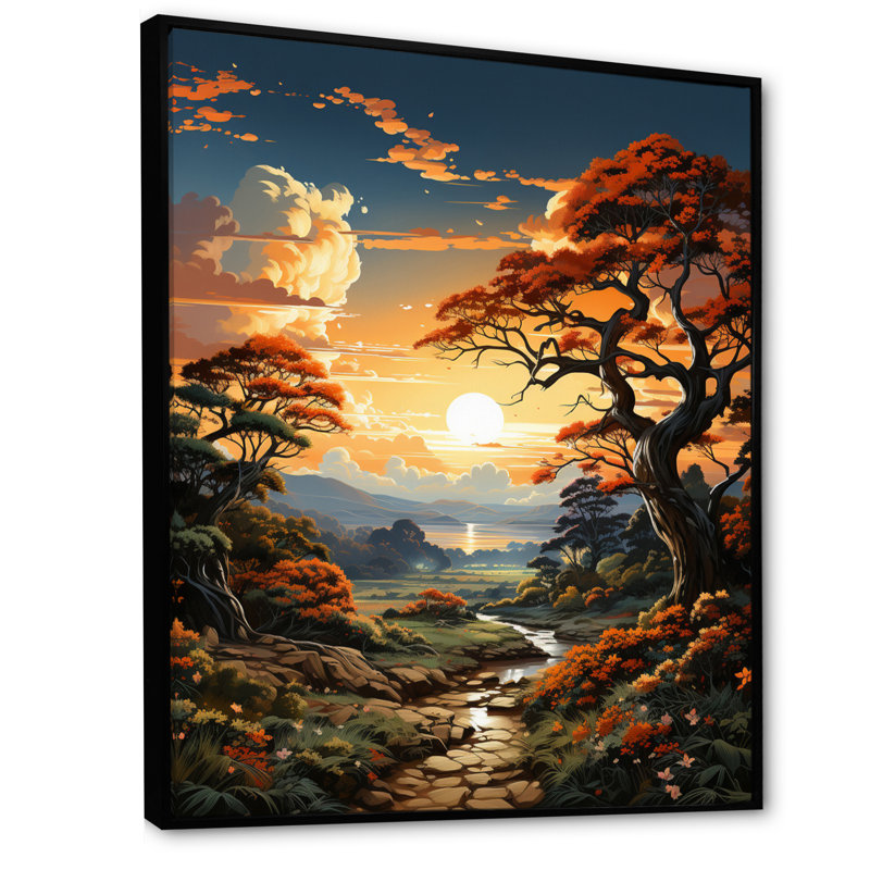 «Countryside Golden Field I» sur toile, H 40 po x l 30 po x P 1,5 po, Cadre flottant noir
