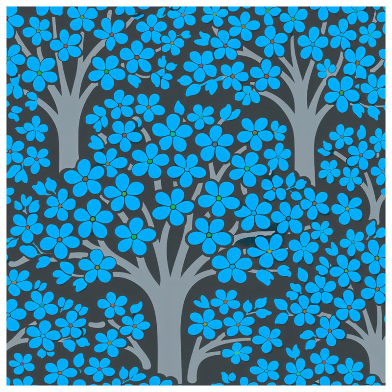 Blue Floral Trees Quilted Thin Bedspread, Twin