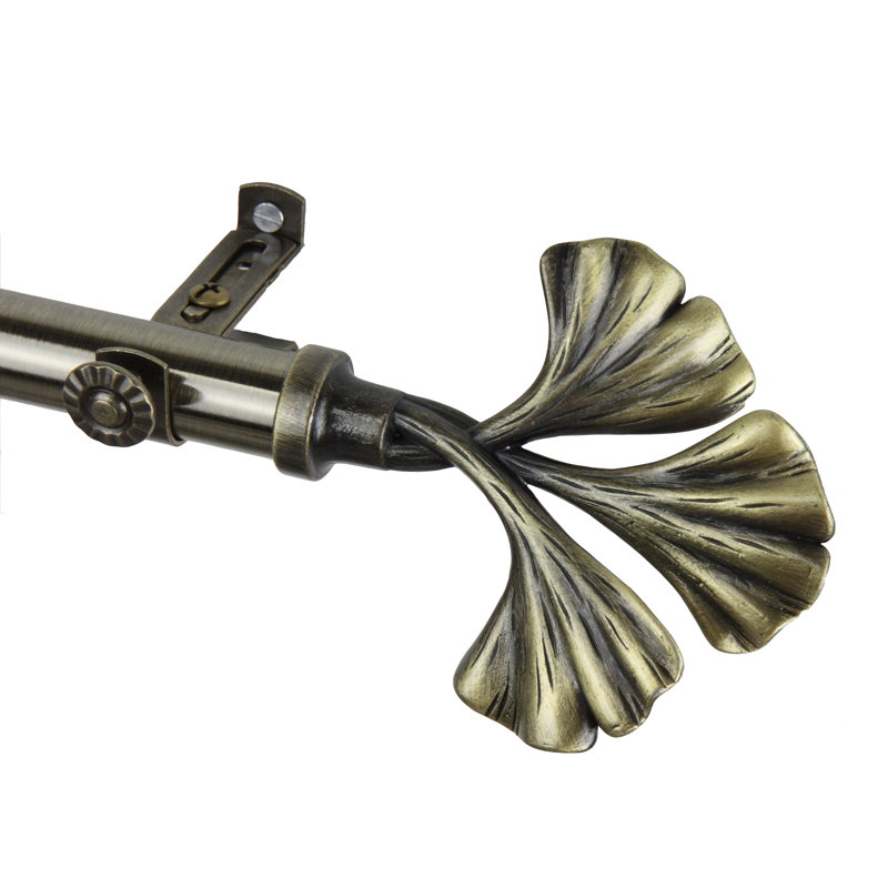 Ensemble de tringle à rideaux simple et quincaillerie Dayana, Laiton antique, 28 po à 48 po (chaque côté)