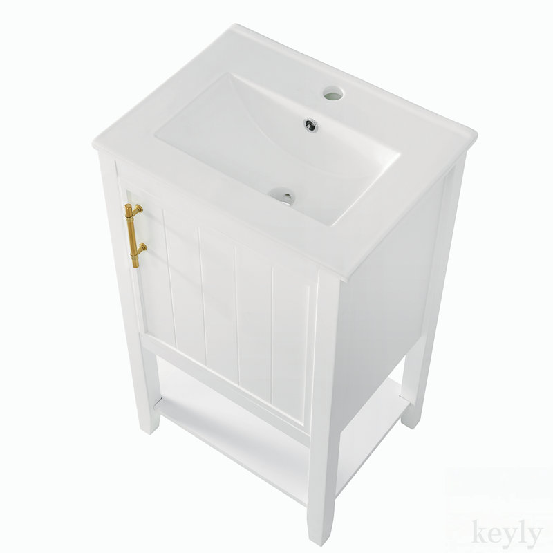 Frere 20'' Single Bathroom Vanity with Ceramic Top, White