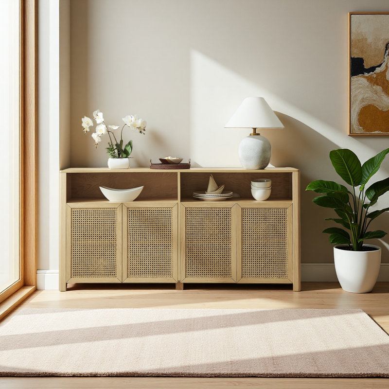 Armoire buffet 63 po Mid-Century, Naturel