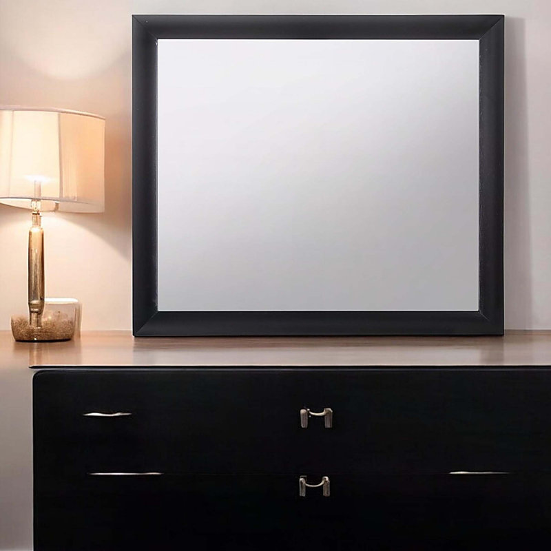 Miroir Ireland, Noir, 35 po x 39 po, Bois synthétique