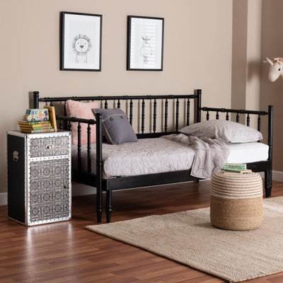 Baxton Studio Marisela Twin-To-King Expandable Daybed - Wood Spindle Bed Frame With Bamboo-Inspired Posts, Modern Transitional Bedroom Furniture by Red Barrel Studio