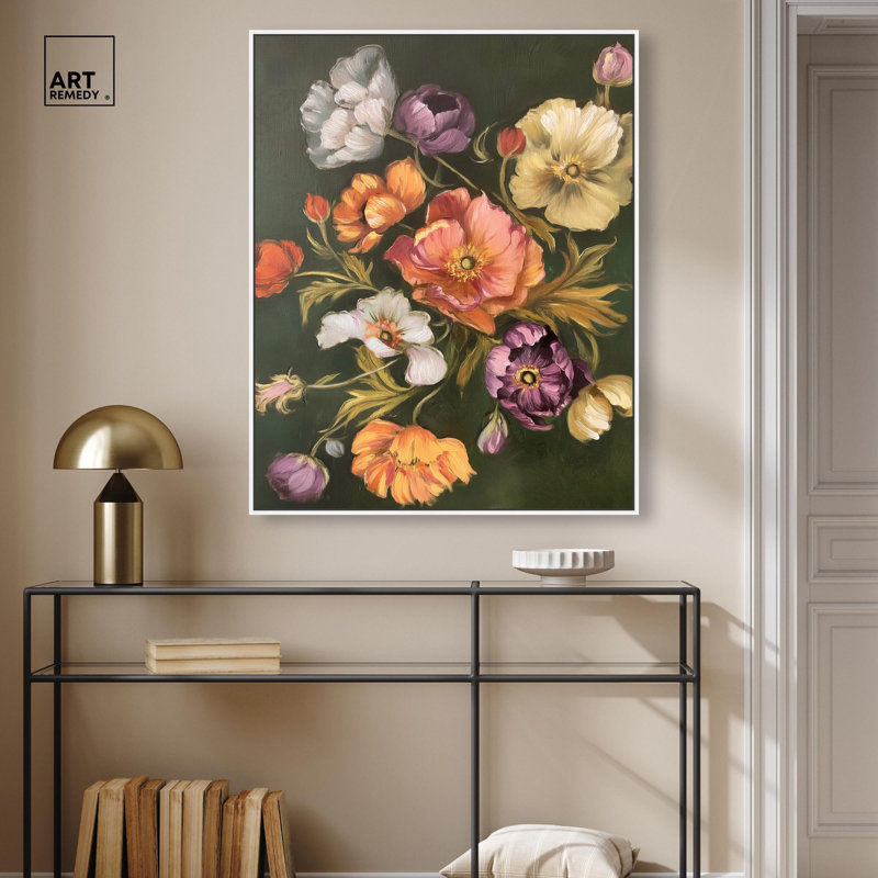 «Twilight Tulips II Spring» par Art Remedy, H 37 po x l 31 po, Cadre blanc