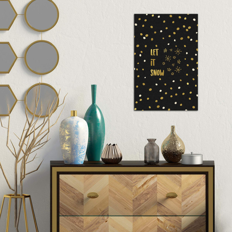 Let It Snow Gold - Wrapped Canvas Print, 152.5 cm H x 101.5 cm W