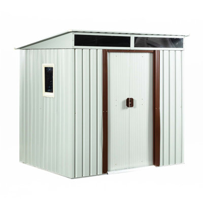 Remise de rangement extérieure en métal 6 pi x 5 pi avec fenêtre et fondation en métal