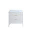 Ensemble de meuble-lavabo autoportant blanc 36 po avec 2 ensembles de poignées et plateau en marbre d'ingénierie entièrement assemblé
