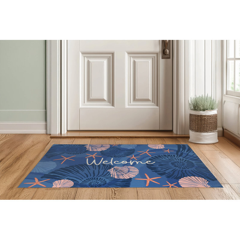 Starfish Welcome Indoor Doormat, 48" W x 72" L, Navy