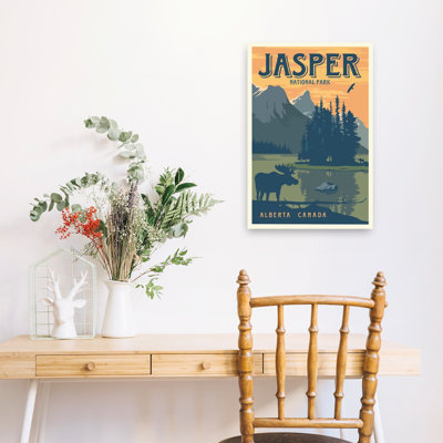 Jasper Moose Lake Sunset Abstract Contemporary Bird Animal Landscape Wall Art Print