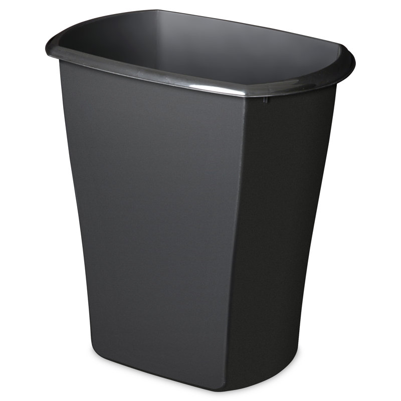Sterilite Rectangular Wastebasket, Small Trash Can for Bathroom, Bedroom, Dorm or Office, Black, 3