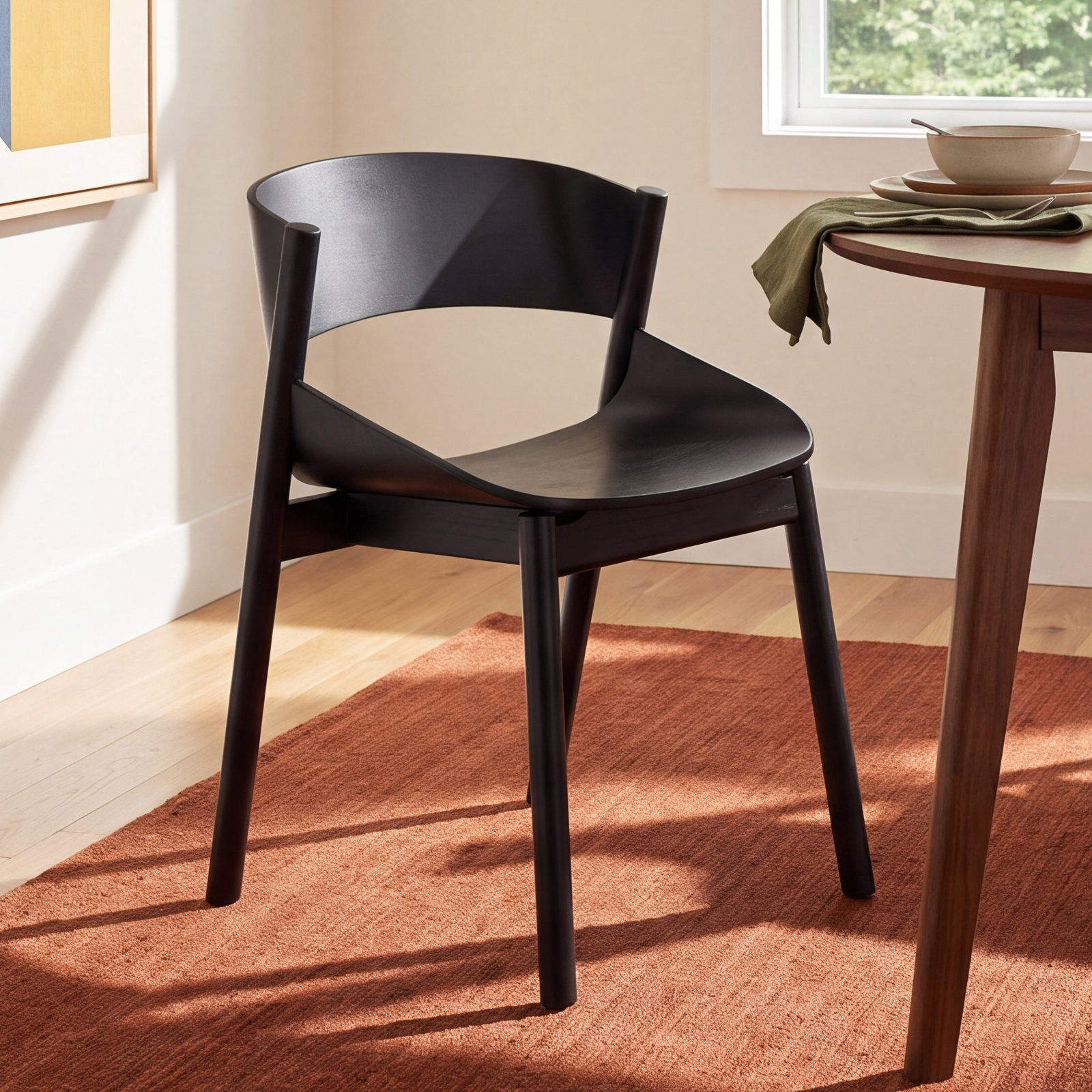 Port Oak Dining Chair, Black on Ash