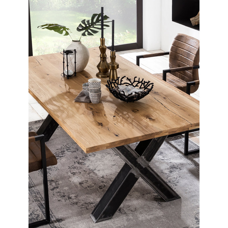 Irwin Oak Rectangular Wood Top Dining Table, 75 cm H x 240 cm L x 100 cm W