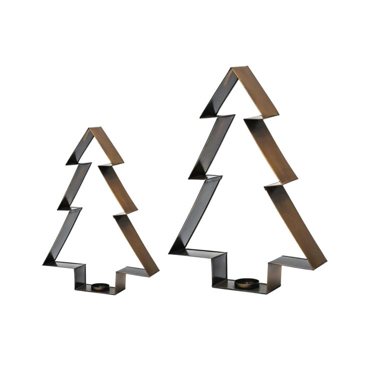 Holiday Home Christmas LED Glass Candle Holder Holiday Decor - Gold, 2