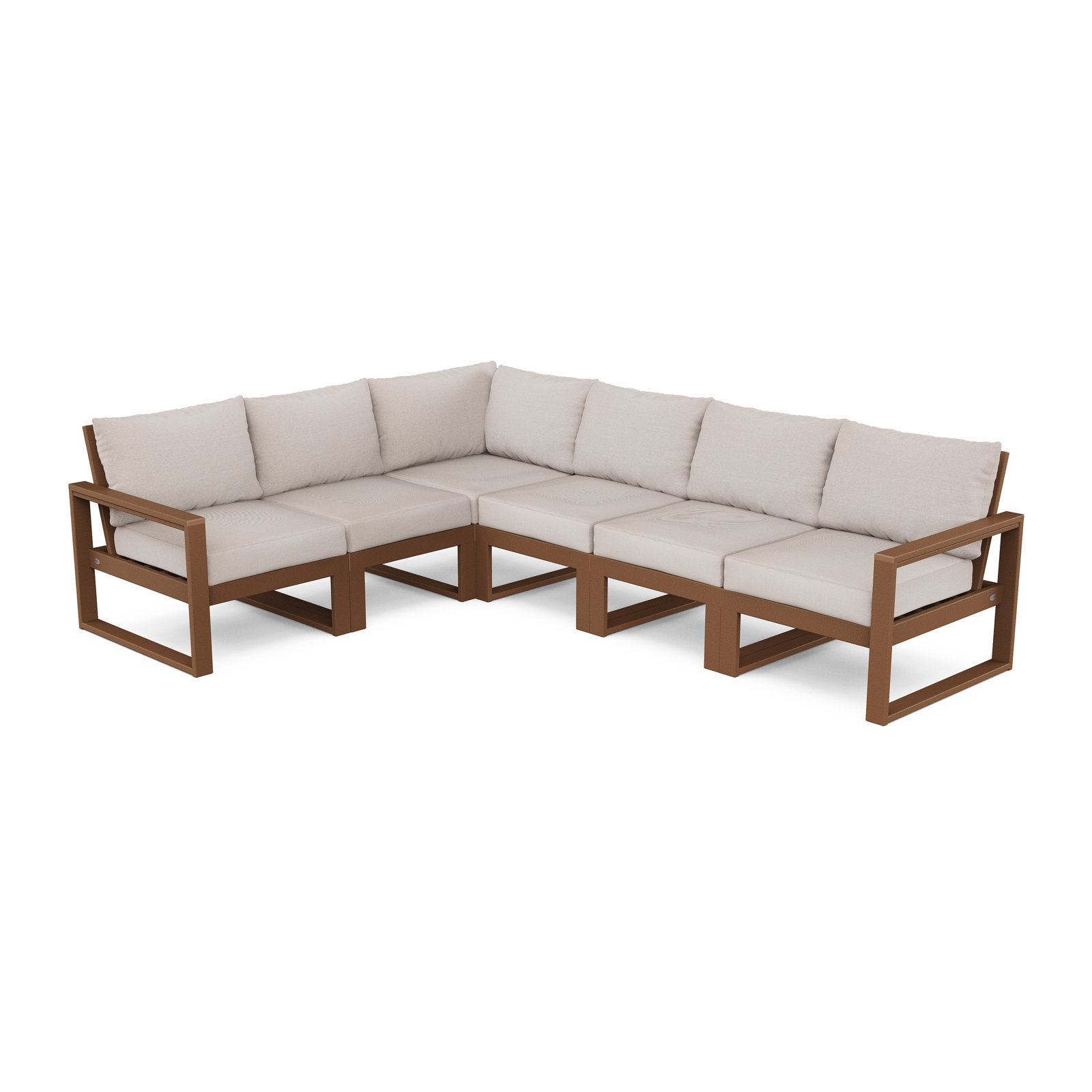 Edge 110.5'' Wide L-Shaped Patio Sectional with Cushions, Dune Burlap Revolution®, Teak