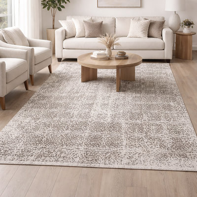 Vintage Cream Beige Silky Glam Area Rug Elguja – Ultra Soft Pile