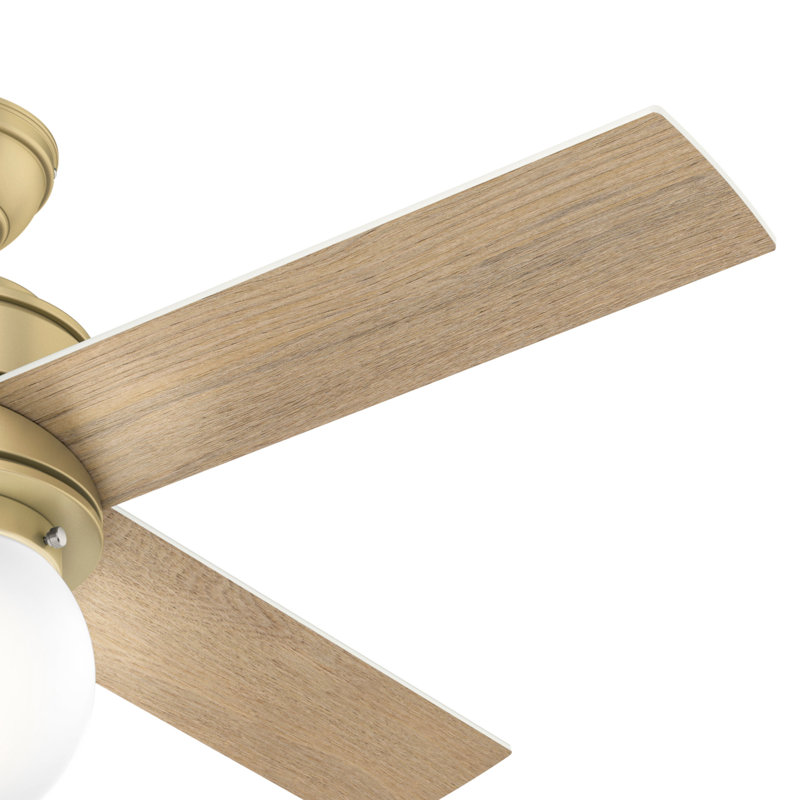 44" Hepburn 4 - Blade Standard Ceiling Fan with Wall Control and Light Kit Included, Modern Brass