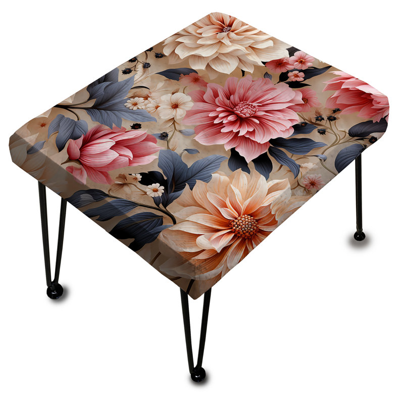 Rose et blanc jardin floral Happiness - Repose-pieds rectangulaire floral