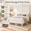 Lit plateforme Postelune King en bois avec baldaquin et tête de lit, style rustique campagnard, pieds fuselés d'inspiration milieu du siècle, dégagement de rangement de 21 cm et capacité de charge de 363 kg-1164587849