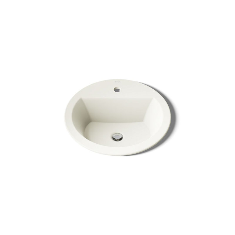Bryant Ceramic Circular Drop-In Bathroom Sink with Overflow, Biscuit, Single