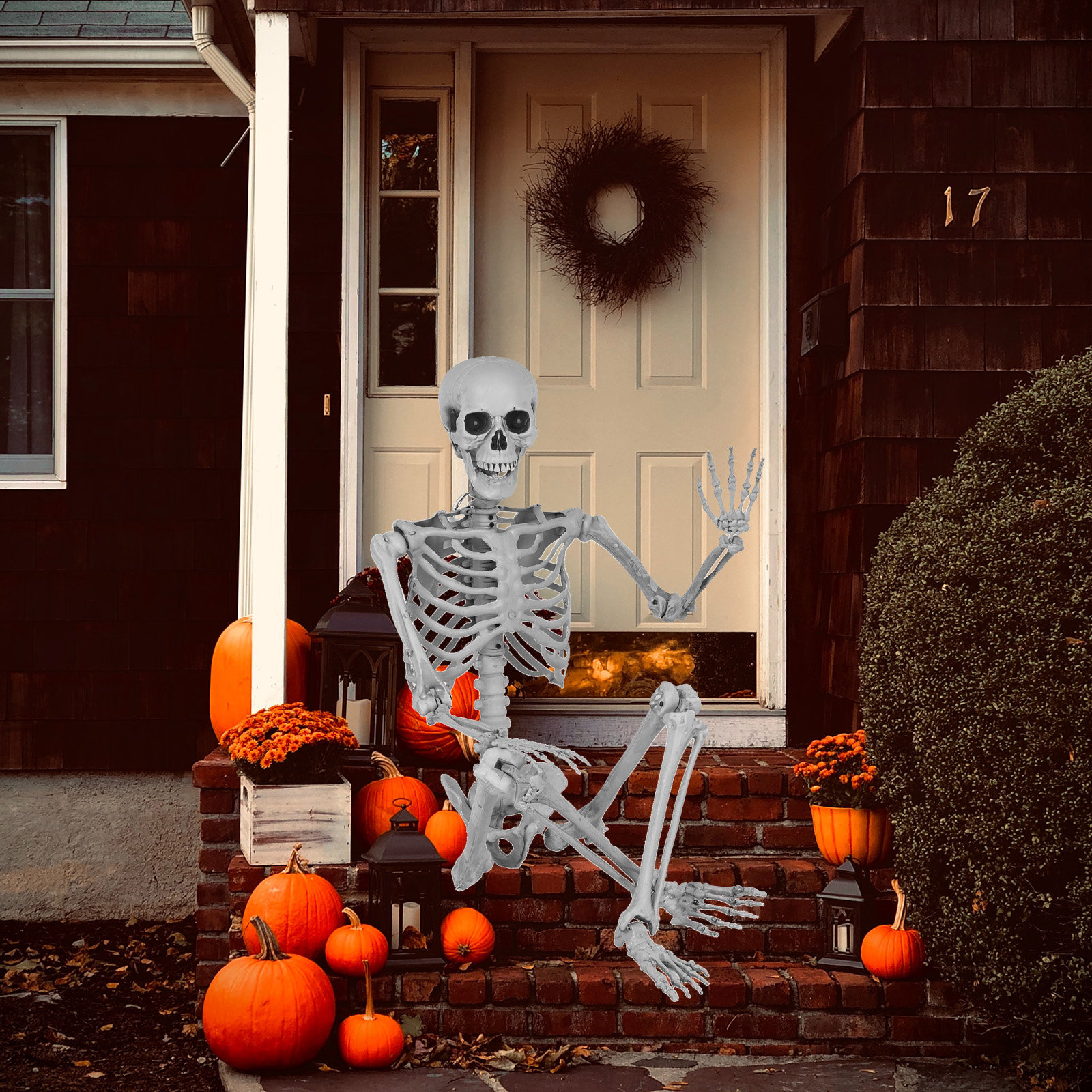 The Holiday Aisle® 5.4ft Hanging Halloween Skeleton Decorations with ...