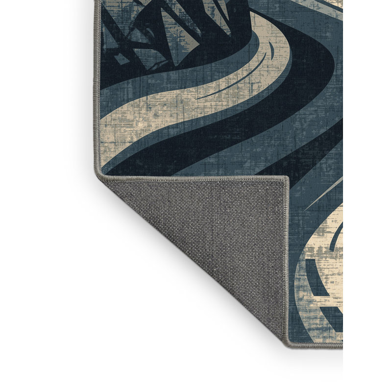 Soft Plush Defino Country Rustic Vintage Look Area Rug in Grey – Grey Binding, 8' Square
