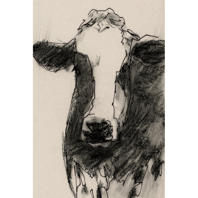 Cow Portrait Sketch II by Victoria Barnes - Painting, Wrapped Canvas, 76cm H x 51cm W