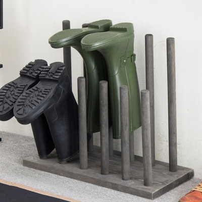 6 Pair Wooden Boot Storage Organizer Rack