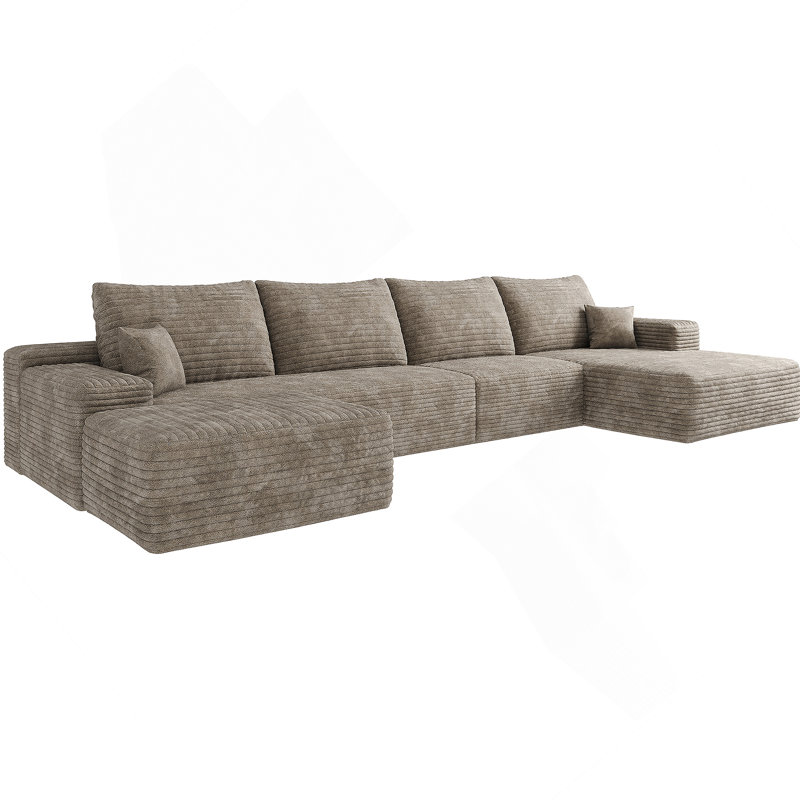 Canapé modulaire rembourré moderne avec repose-pieds Cloud, H 37,8 po x l 135 po x P 69,7 po, Chameau
