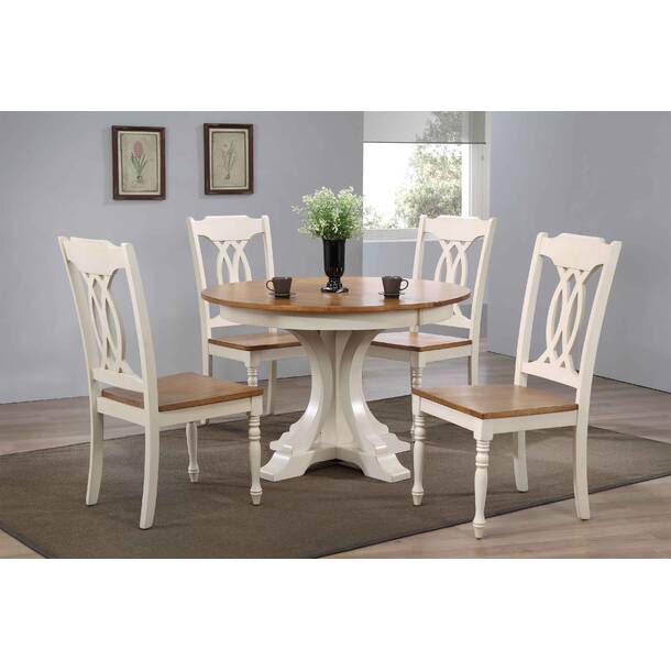 Alcott Hill® Alisha 5 - Piece Extendable Solid Wood Pedestal Dining Set 