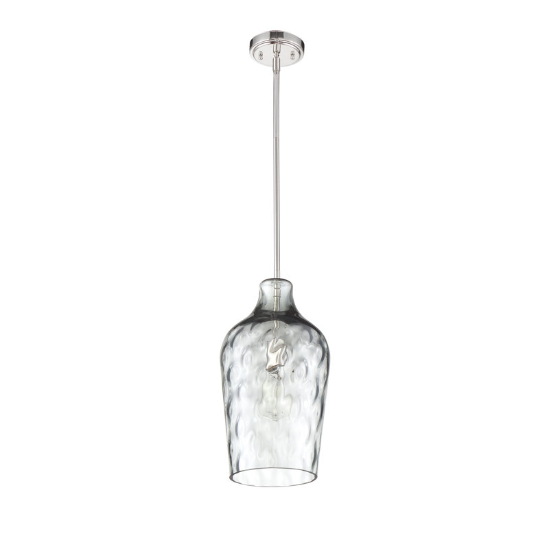 Clear Hammered Glass Mini Pendant Light with Brushed Nickel Finish