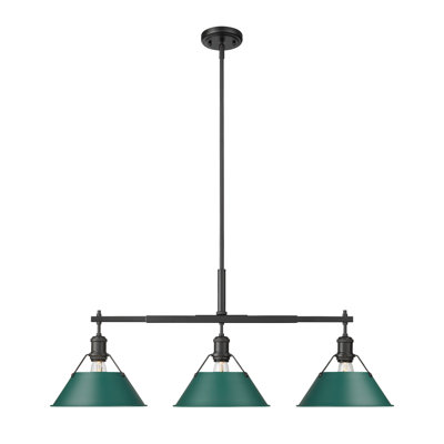 Alezay 3-Light Linear Pendant with Pine Green