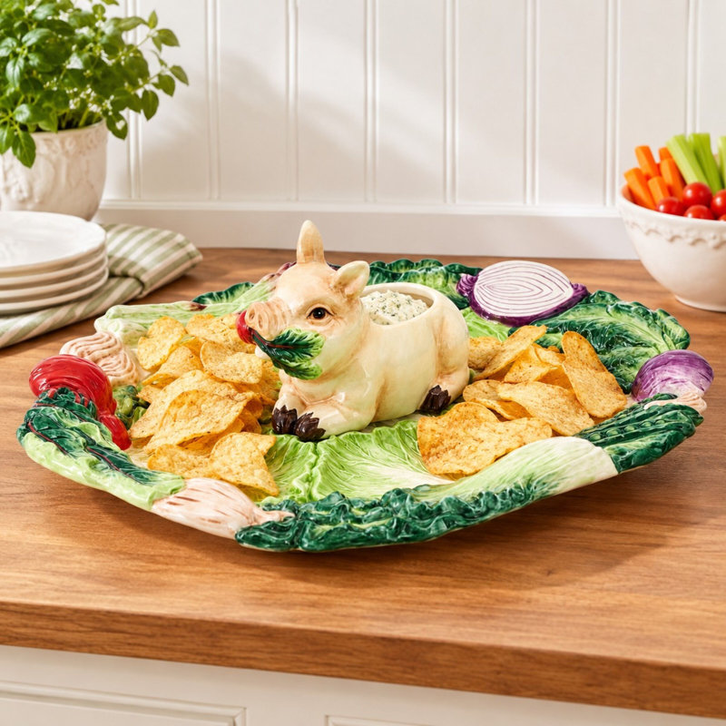 Fitz and Floyd Country Farm Chip and Dip Set