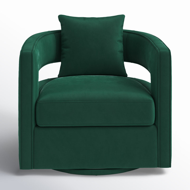 Velvet Swivel Barrel Chair, Forest Green Velvet