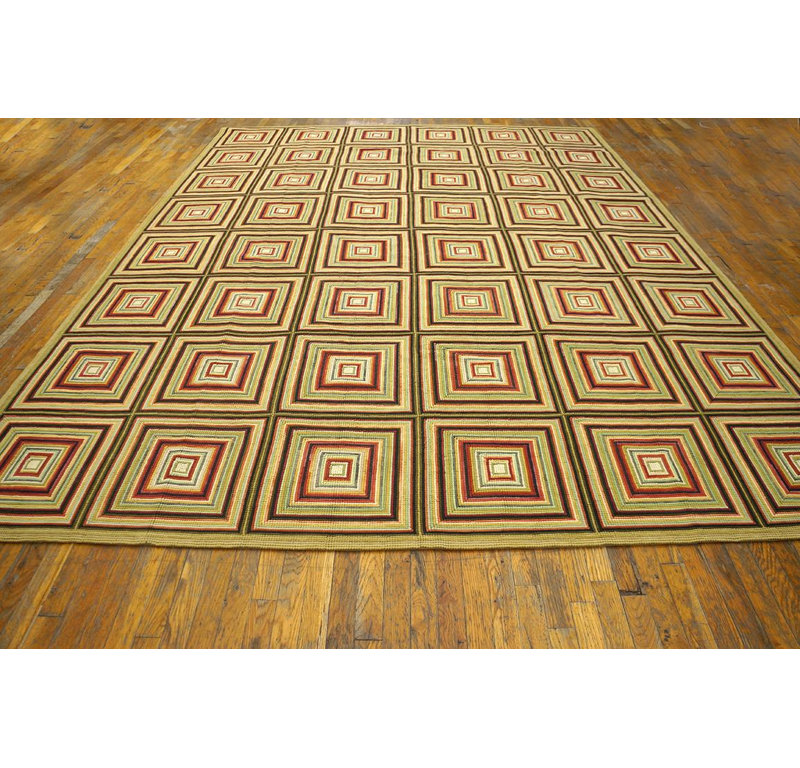 Spectacular Beige Color Modern Design Contemporary Handmade American Hooked Rug