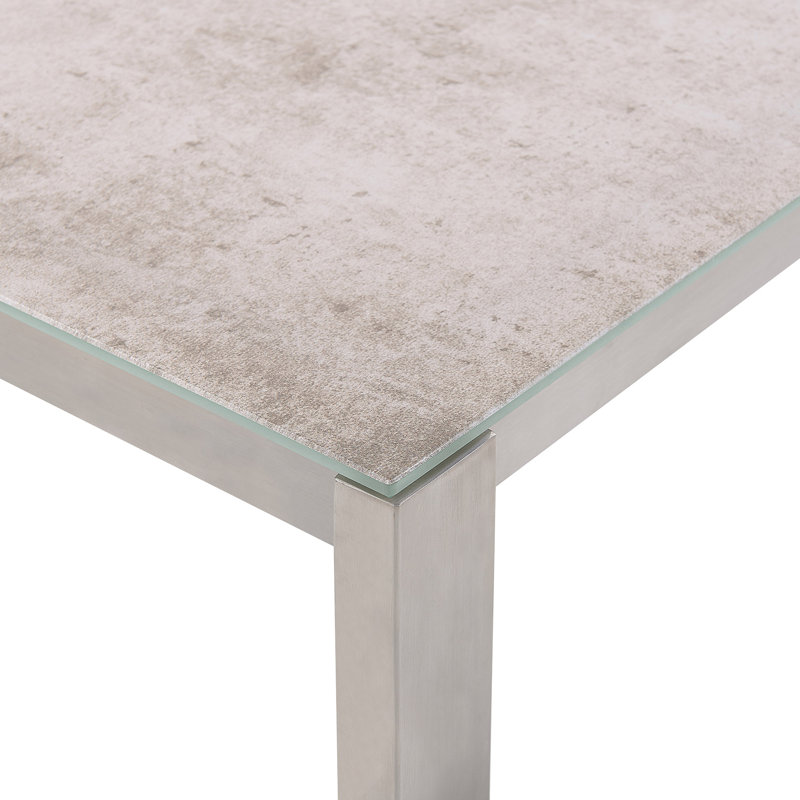Kinde Rectangular Metal Outdoor Dining Table , 180cm cm W cm D, Beige