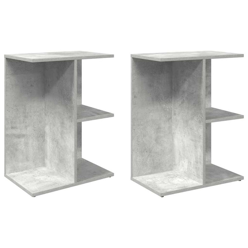 Sayaka 46.5 cm W Bedside Table, Concrete Grey, Set of 2