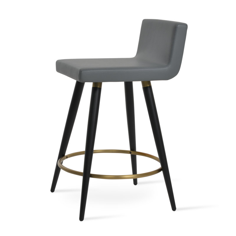 Tabouret de bar et de comptoir Dallas Ana, Tabouret de bar (siège d'une hauteur de 29 po), Noir / Laiton, gris